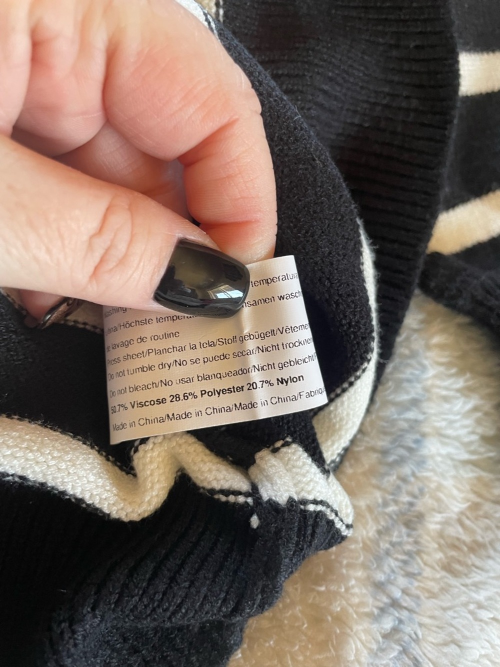zeagoo Black & White Striped Mock Neck Sweater - Picture 3 of 3